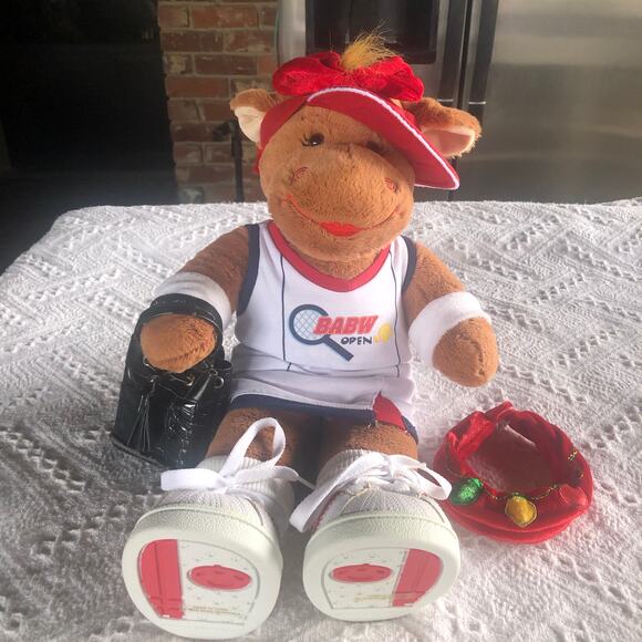 Build-A-Bear Other - Build-A-Bear 19" Brown Cow Plush Tennis Outfit Sneakers Visor Purse Collar